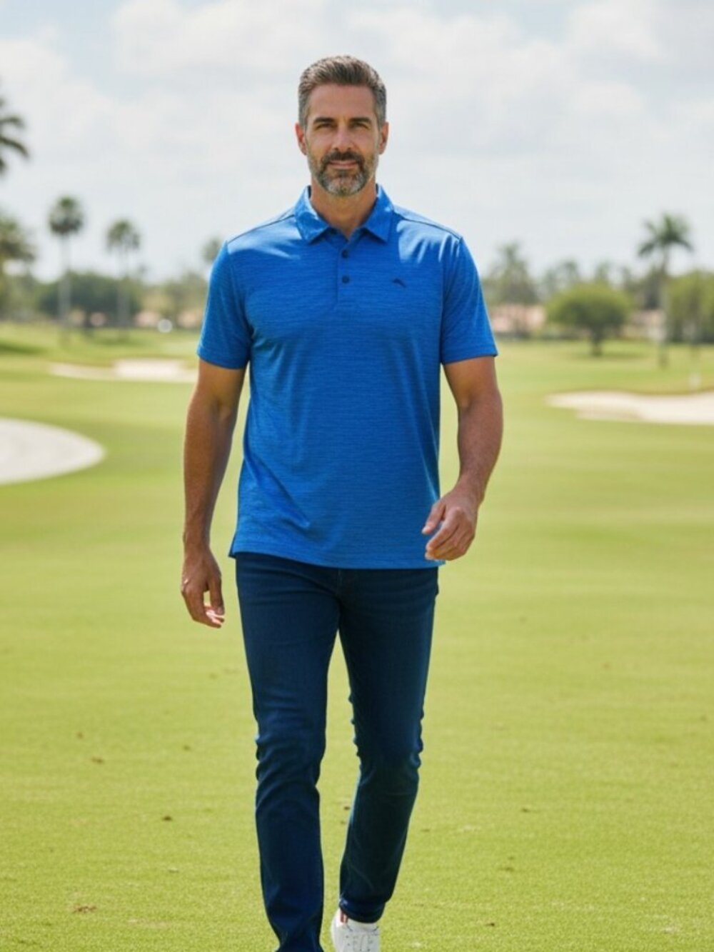 Tommy Bahama IslandZone Golf Polo – Men's Blue Heather